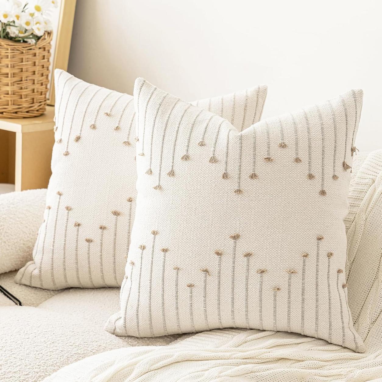 Chic Farmhouse Pillow Cover Modern Cushion - Khaki