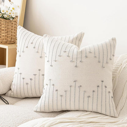 Chic Farmhouse Pillow Cover Modern Cushion - Grey