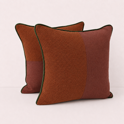 Rust Textured Throw Pillow Cover - Brown