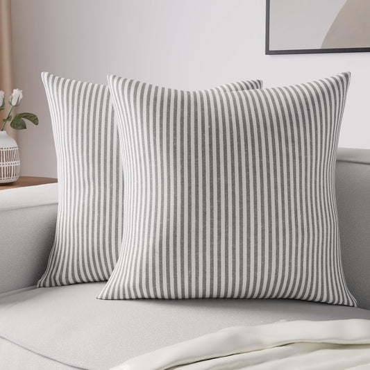 Striped Throw Pillow Cover Cases -Ticking Black
