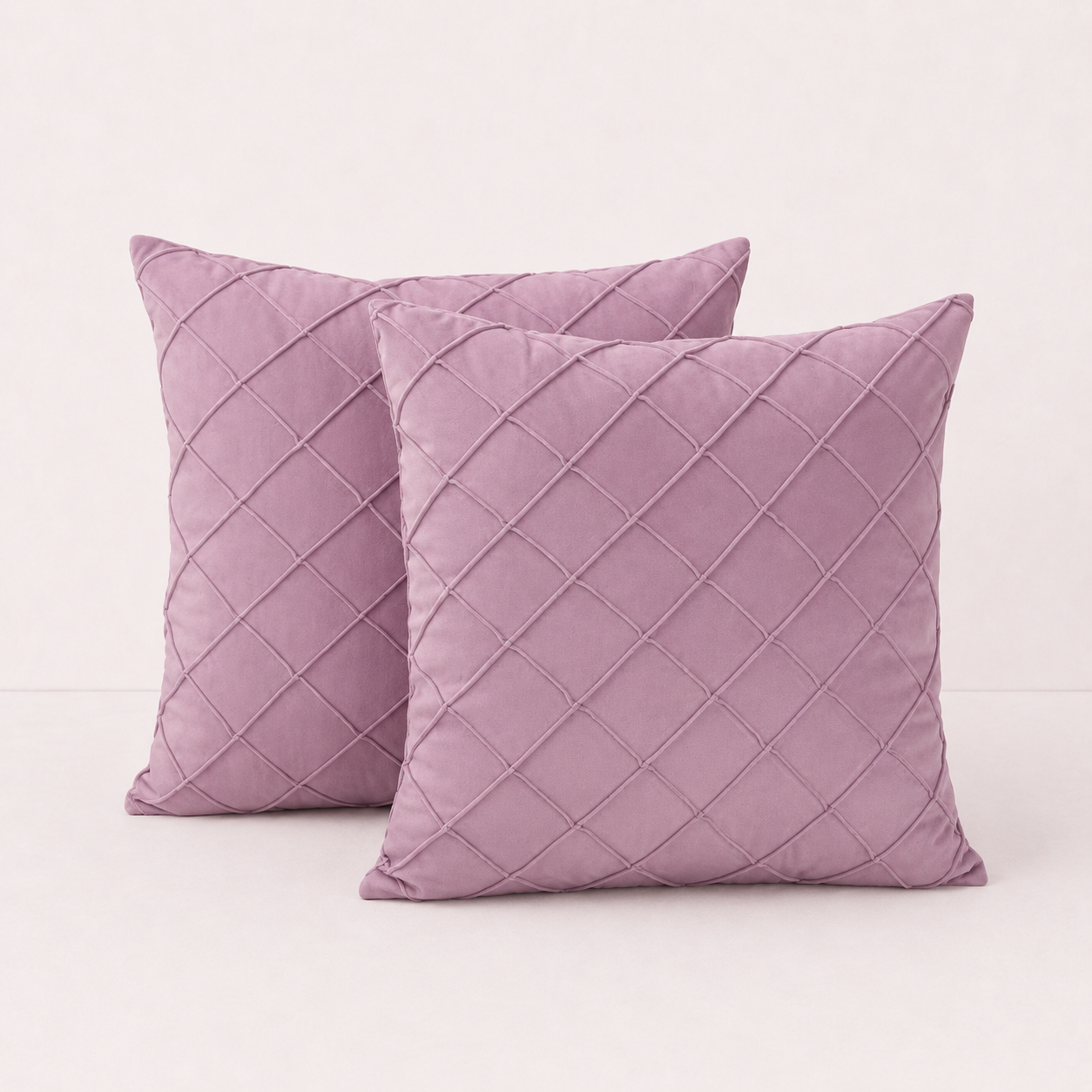 Diamond Grid Throw Pillow Cover - Pink
