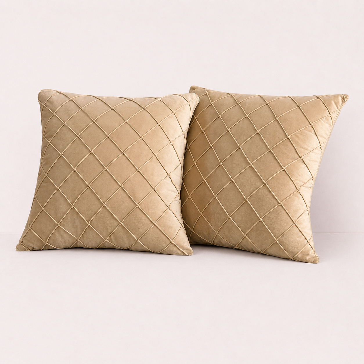 Diamond Grid Throw Pillow Cover - Milk Coffee