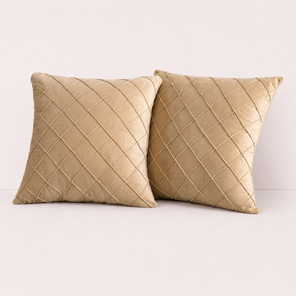 Diamond Grid Throw Pillow Cover - Milk Coffee