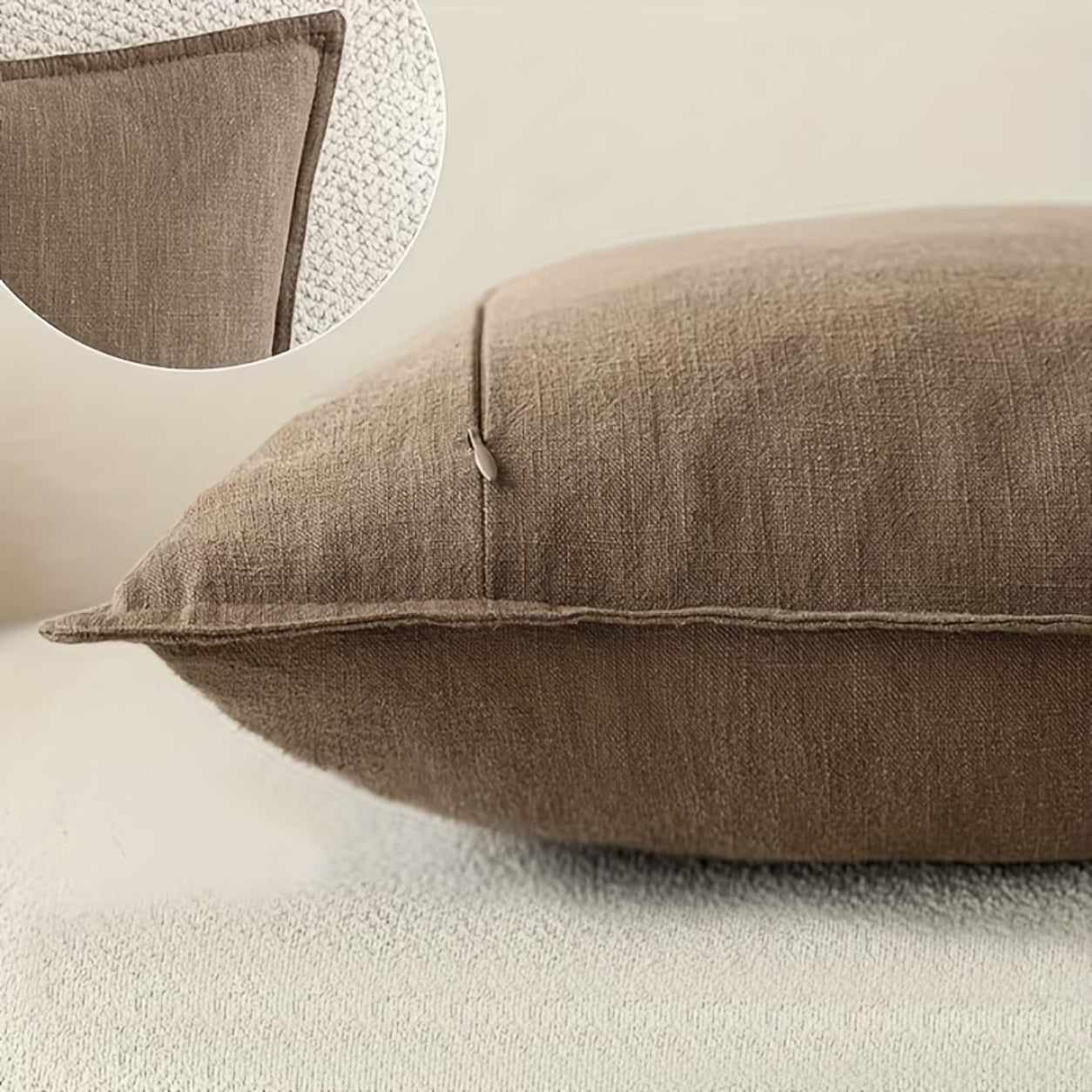 Linen Accent Cushion Cover- Brown