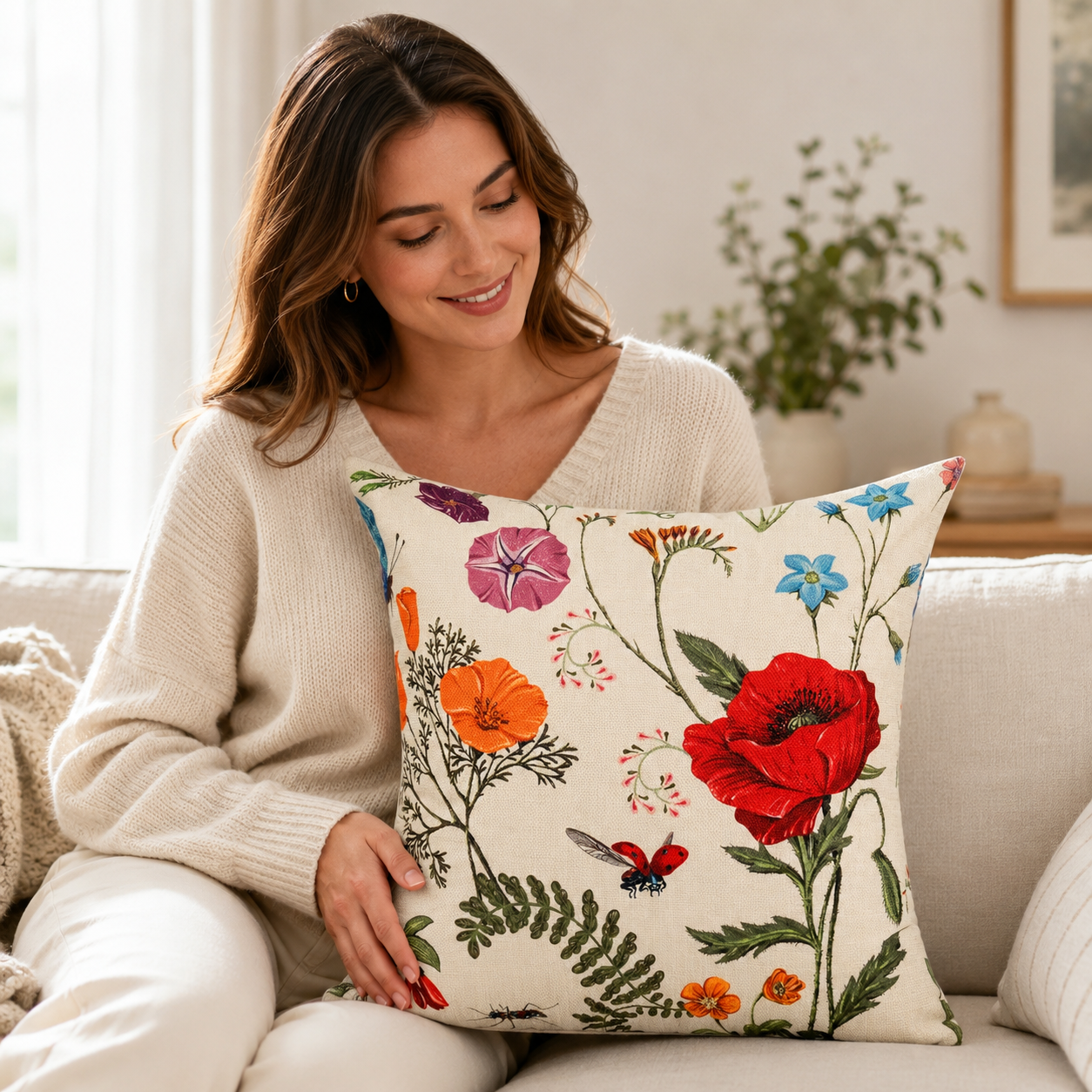 Blooming Patio Throw Pillow Covers