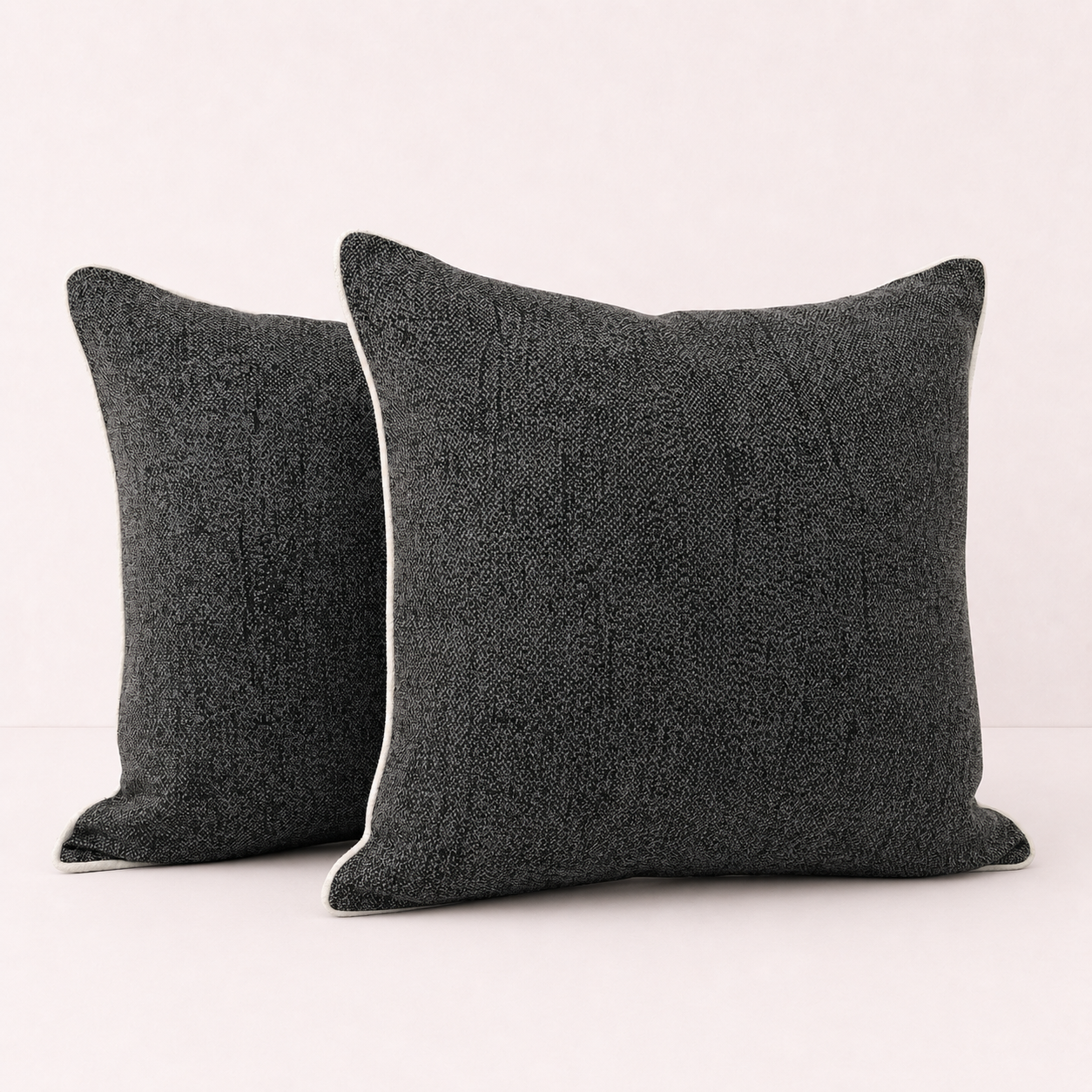 Textured Sunbrella Outdoor Throw Pillow Cover - Black