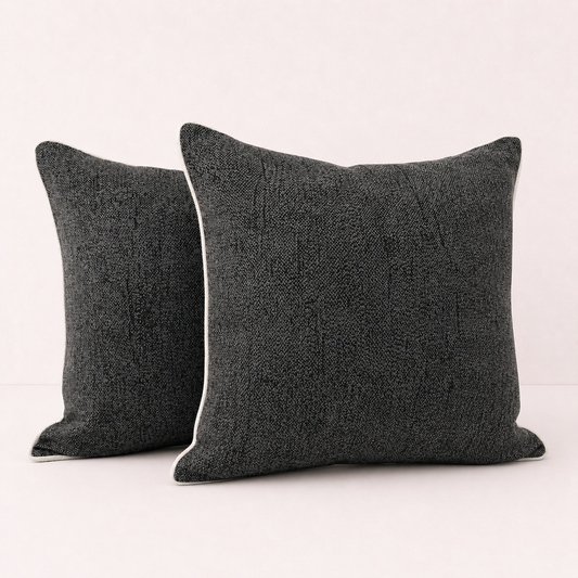Textured Sunbrella Outdoor Throw Pillow Cover - Black