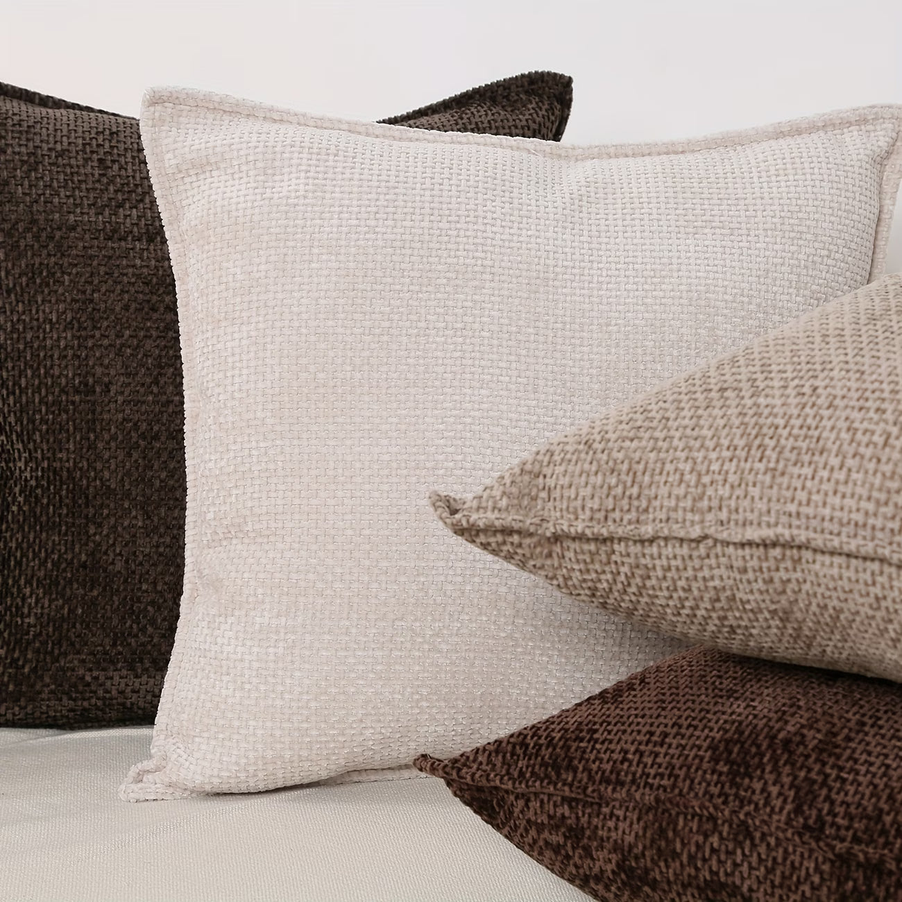 Luxury Chenille Throw Pillow Covers- Brown