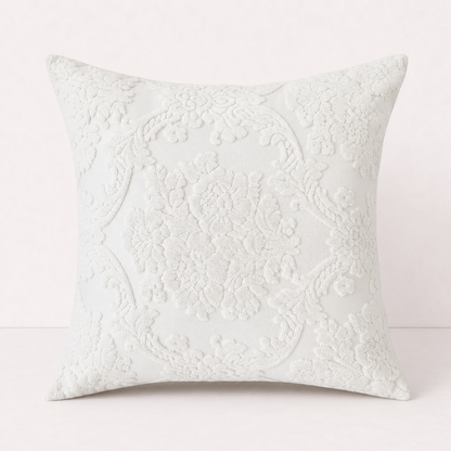 Elegant Jacquard Throw Pillow Cover - White