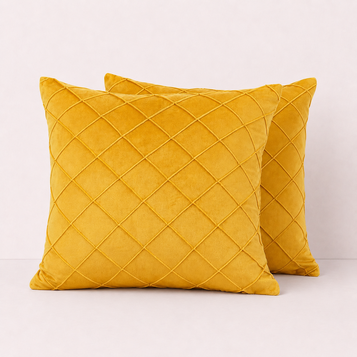 Diamond Grid Throw Pillow Cover - Yellow