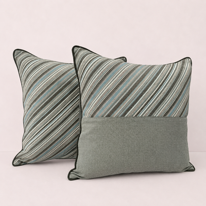 Elegant Striped Throw Pillow Cover - Grey