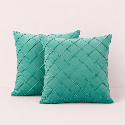 Diamond Grid Throw Pillow Cover - Light Blue