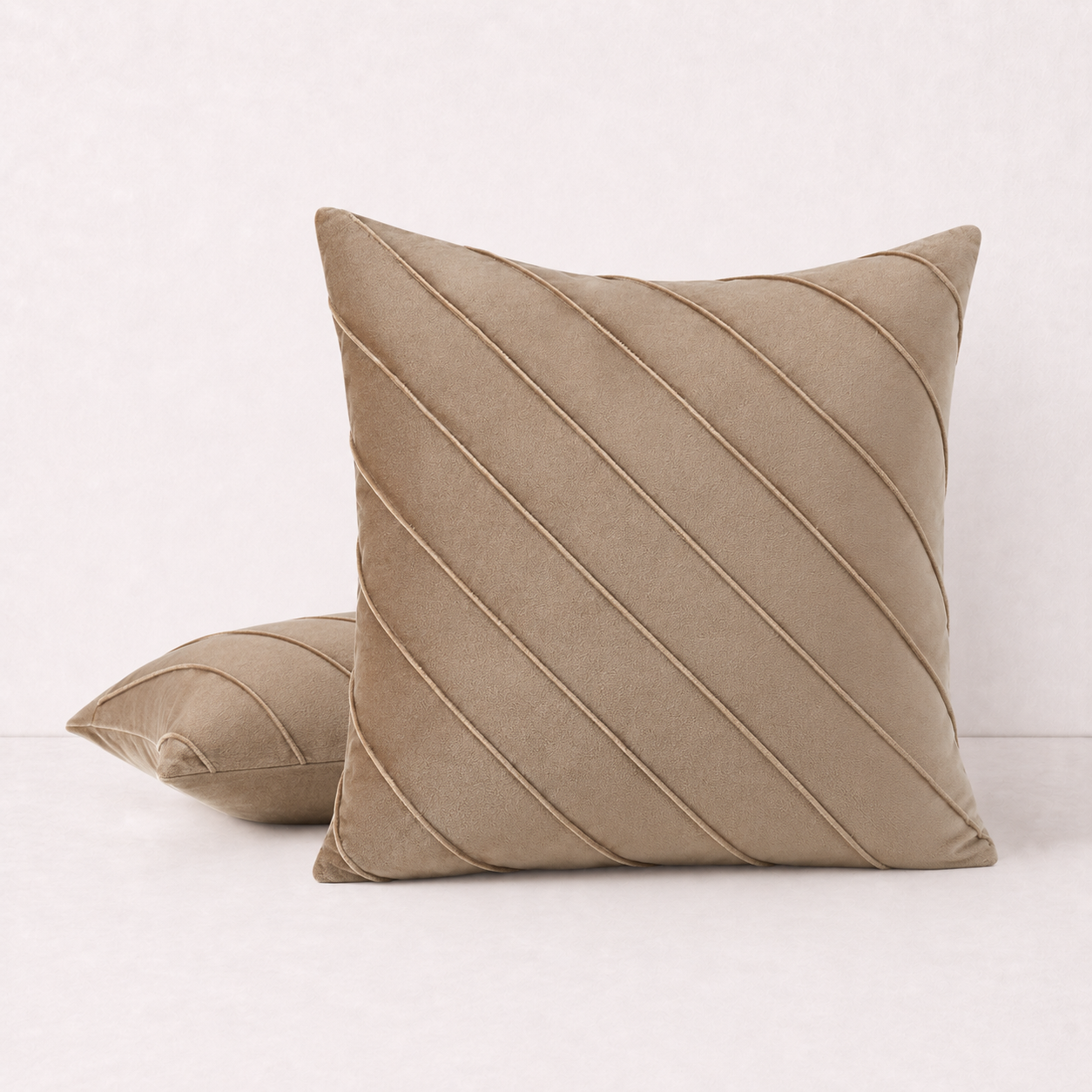 Gold Velvet Throw Pillow Cover - Khaki