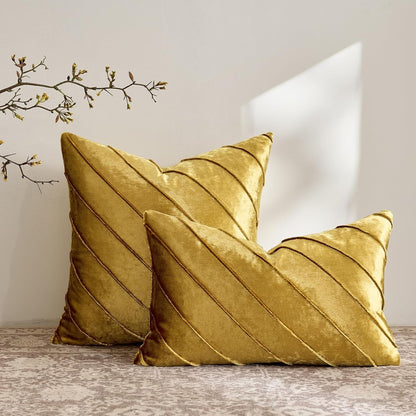 Mustard Velvet Throw Pillow Cover -  Mustard