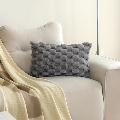 Plush Throw Pillow Cover- Grey