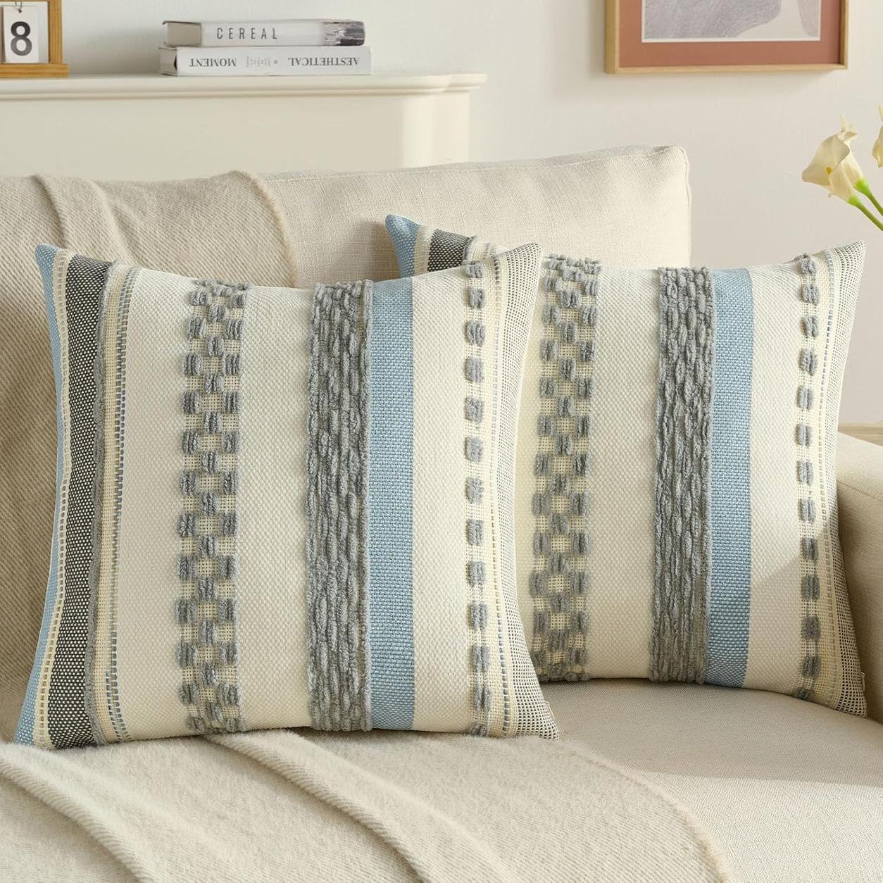 Textured Boho Chenille Pillow Cover- Grey