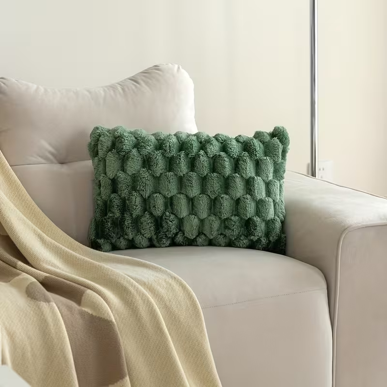 Plush Throw Pillow Cover- Green