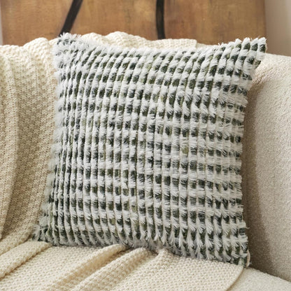 Boho Chenille Tufted Pillow Cover- Green