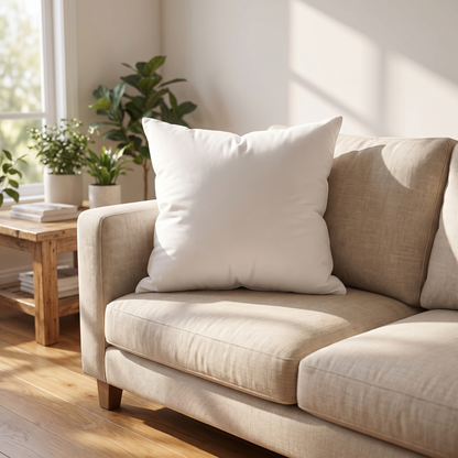 Plush Down Alternative Cushion Insert – White – on a sofa