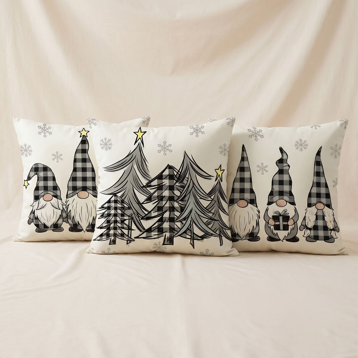 Christmas Gnome Cushion Covers – Set of 4 – all designs side by side