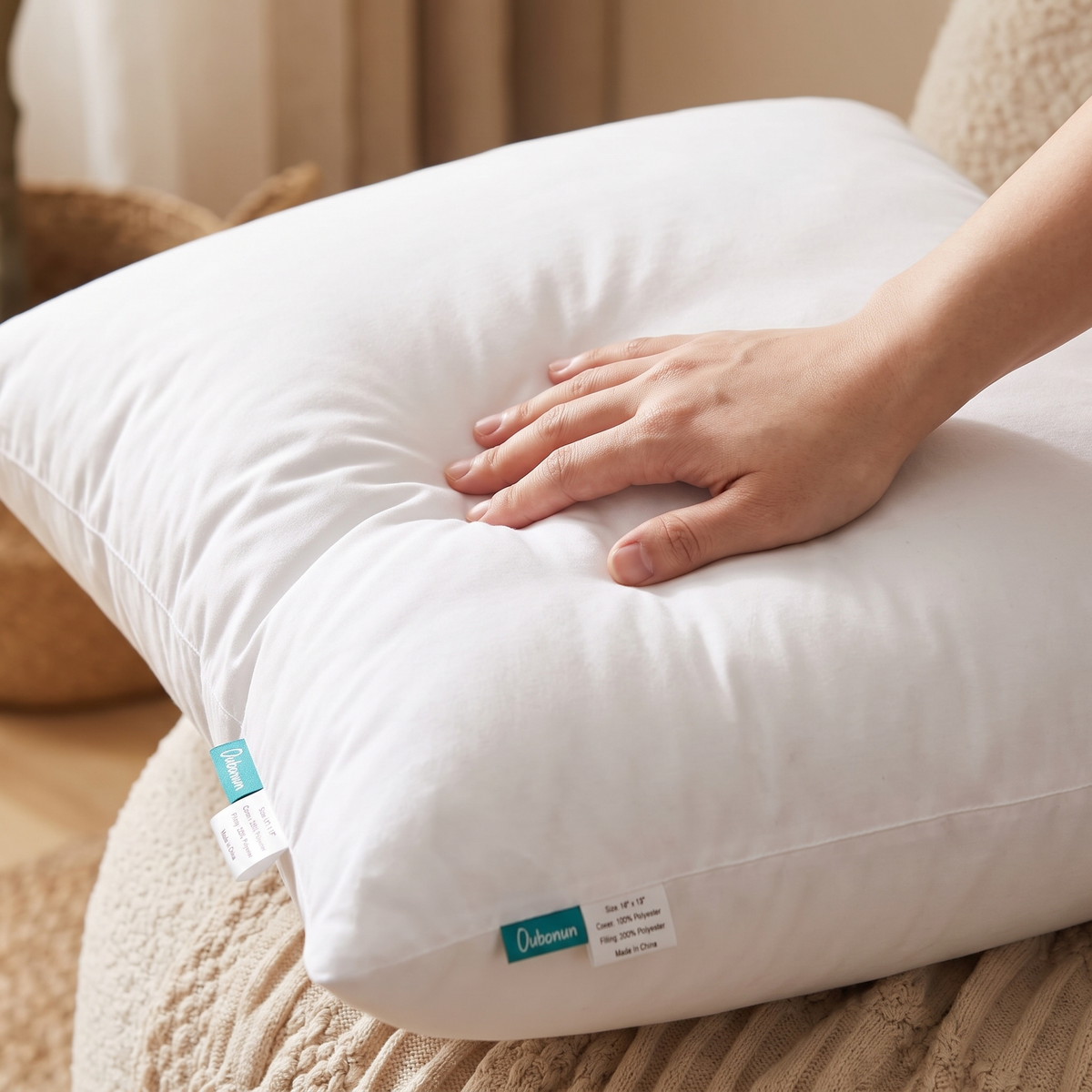 Plush Down Alternative Cushion Insert – White – showing plush fill