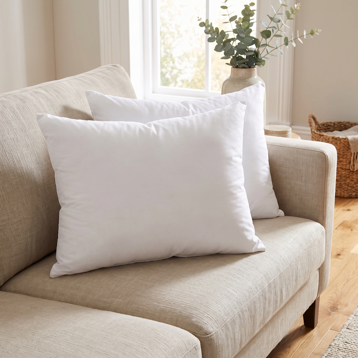 Lightweight Down Alternative Lumbar Cushion Insert – on a sofa
