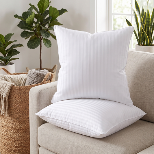 Firm & Fluffy Cushion Insert – Cotton Cover – on a sofa