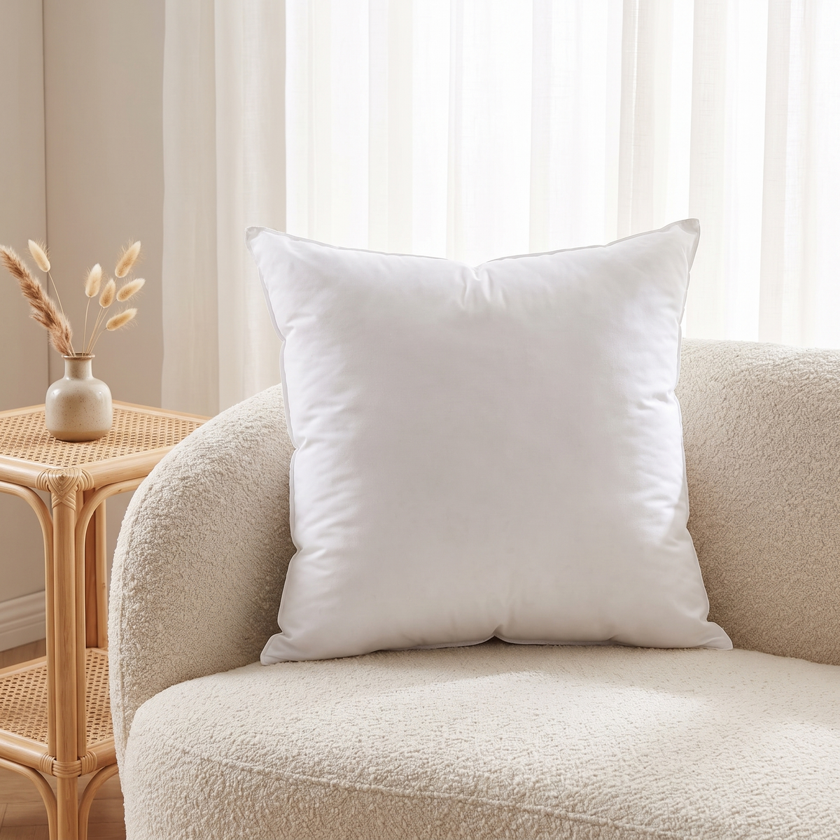 Australian Made Polyester Fibre Cushion Insert – on a sofa