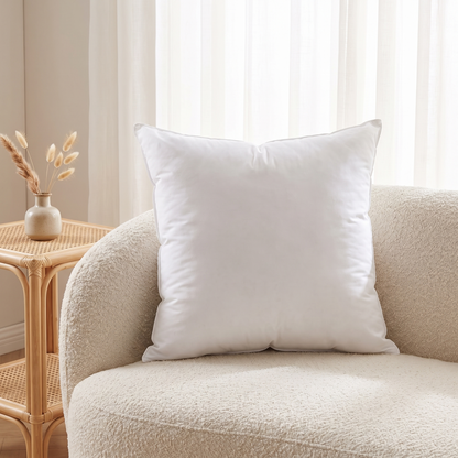 Australian Made Polyester Fibre Cushion Insert – on a sofa