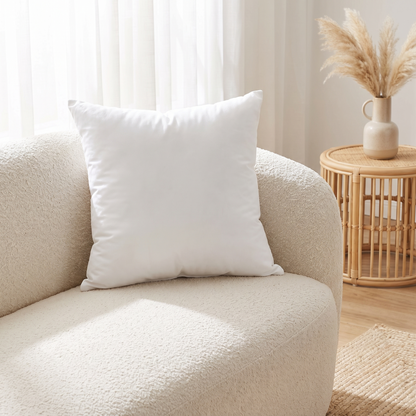 Down Alternative Cushion Insert – Machine Washable – on a sofa