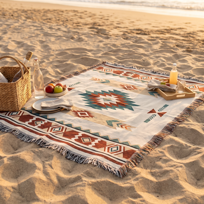 Bohemian Picnic Blanket – Boho Chic Print – picnic setting