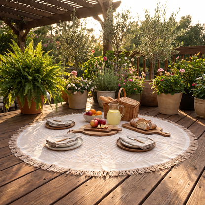 Countryside Picnic Blanket – Rustic Check – picnic setting
