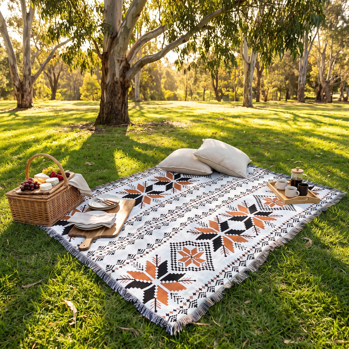 Moroccan Boho Picnic Blanket – picnic setting