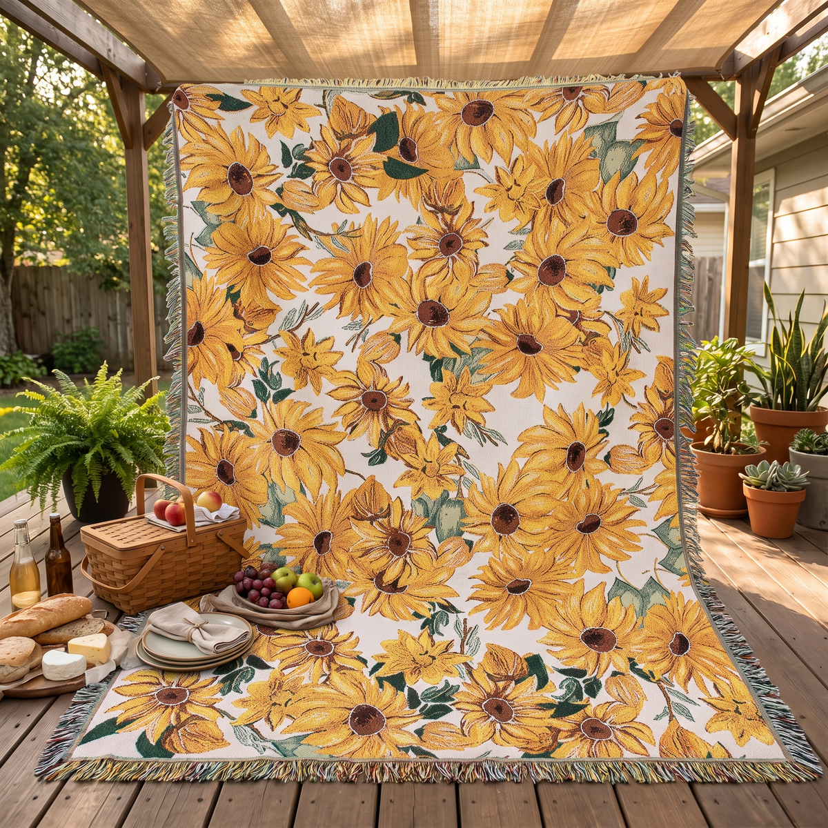 Sun Floral Outdoor Picnic Blanket – picnic setting