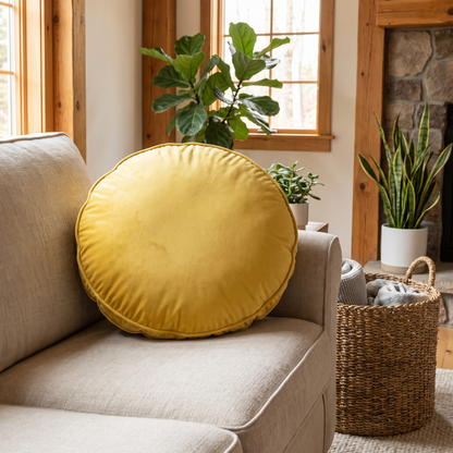 Luxe Velvet Round Seat Cushion – in use
