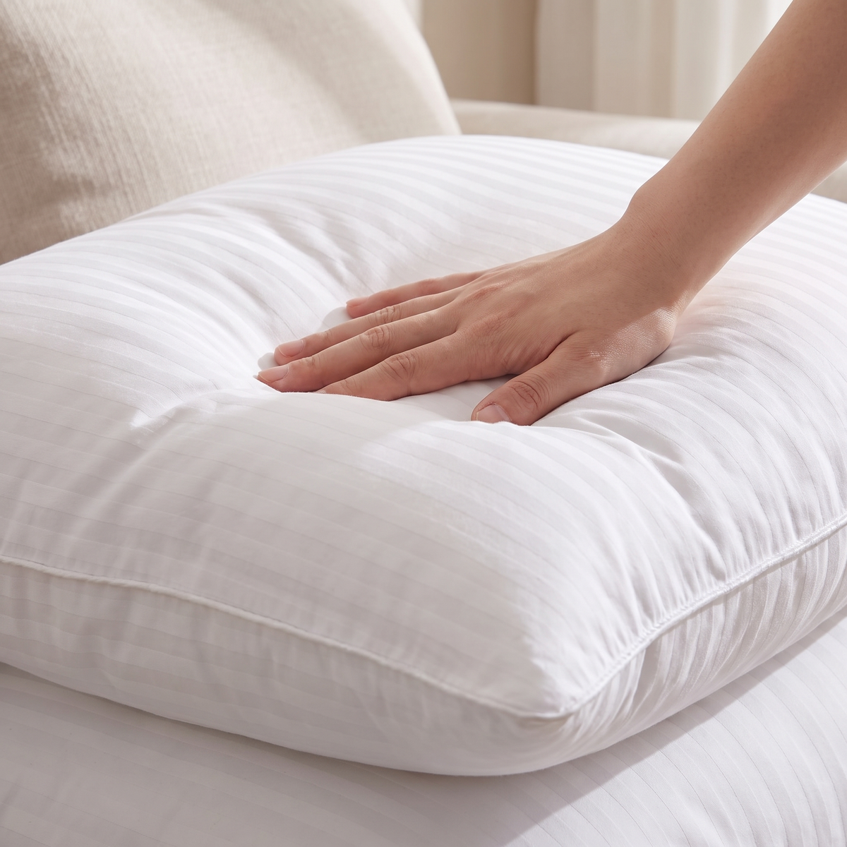 Firm & Fluffy Cushion Insert – Cotton Cover – showing plush fill