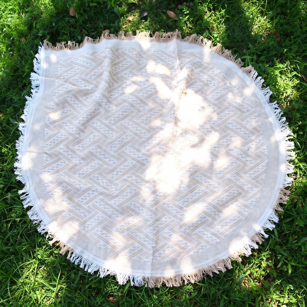 Countryside Picnic Blanket – Rustic Check – laid out from above