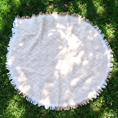 Countryside Picnic Blanket – Rustic Check – laid out from above
