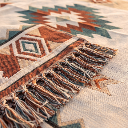 Bohemian Picnic Blanket – Boho Chic Print – material close-up