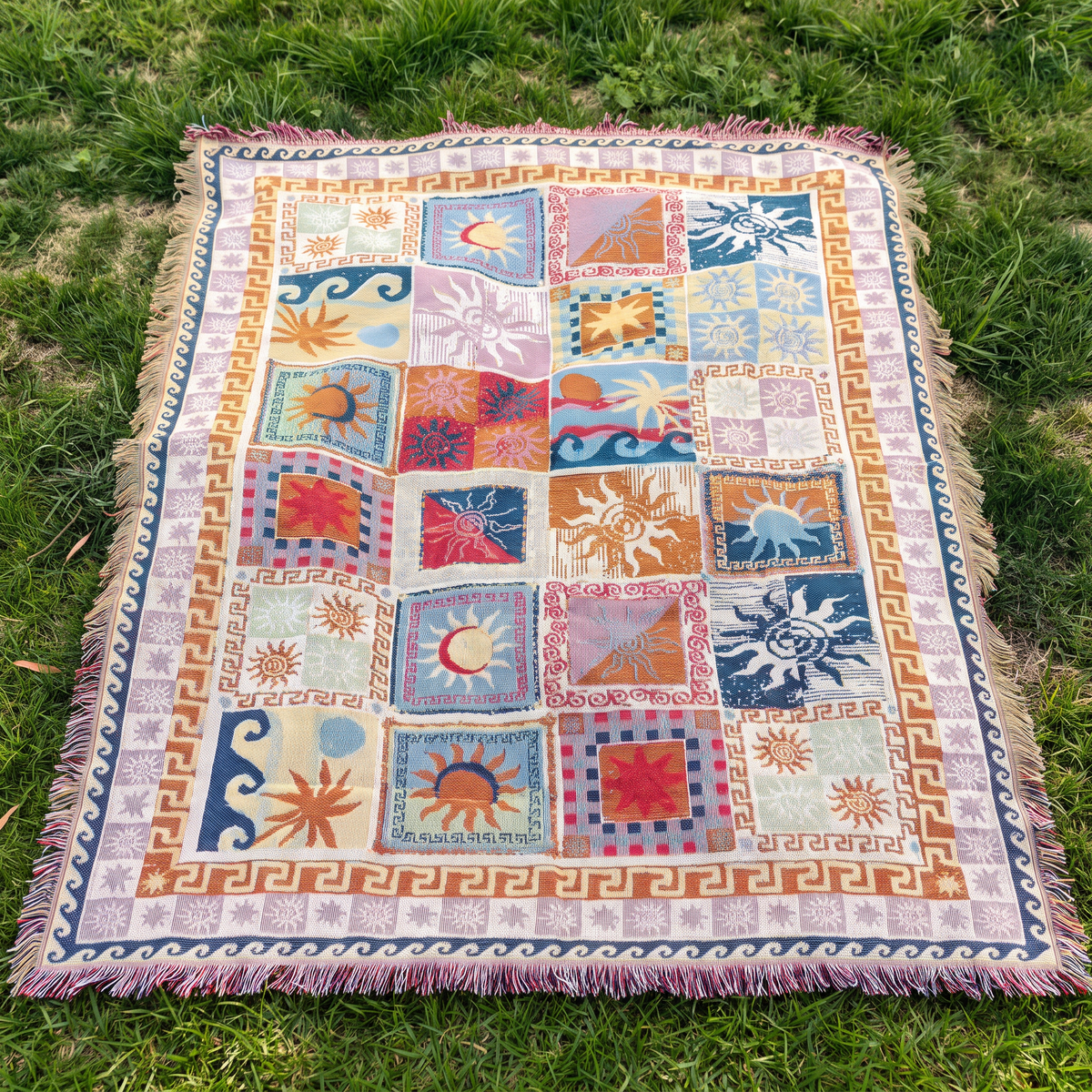 Sun & Soul Outdoor Picnic Blanket – laid out from above