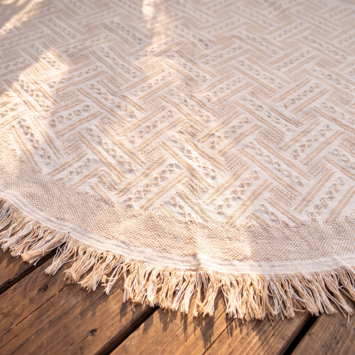 Countryside Picnic Blanket – Rustic Check – material close-up