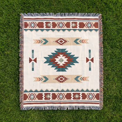 Bohemian Picnic Blanket – Boho Chic Print – laid out from above