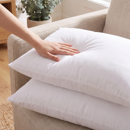 Rectangle Lumbar Cushion Insert – Soft White – showing plush fill