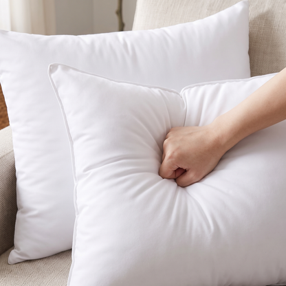 Plump Fluffy Lumbar Cushion Insert – White – showing plush fill