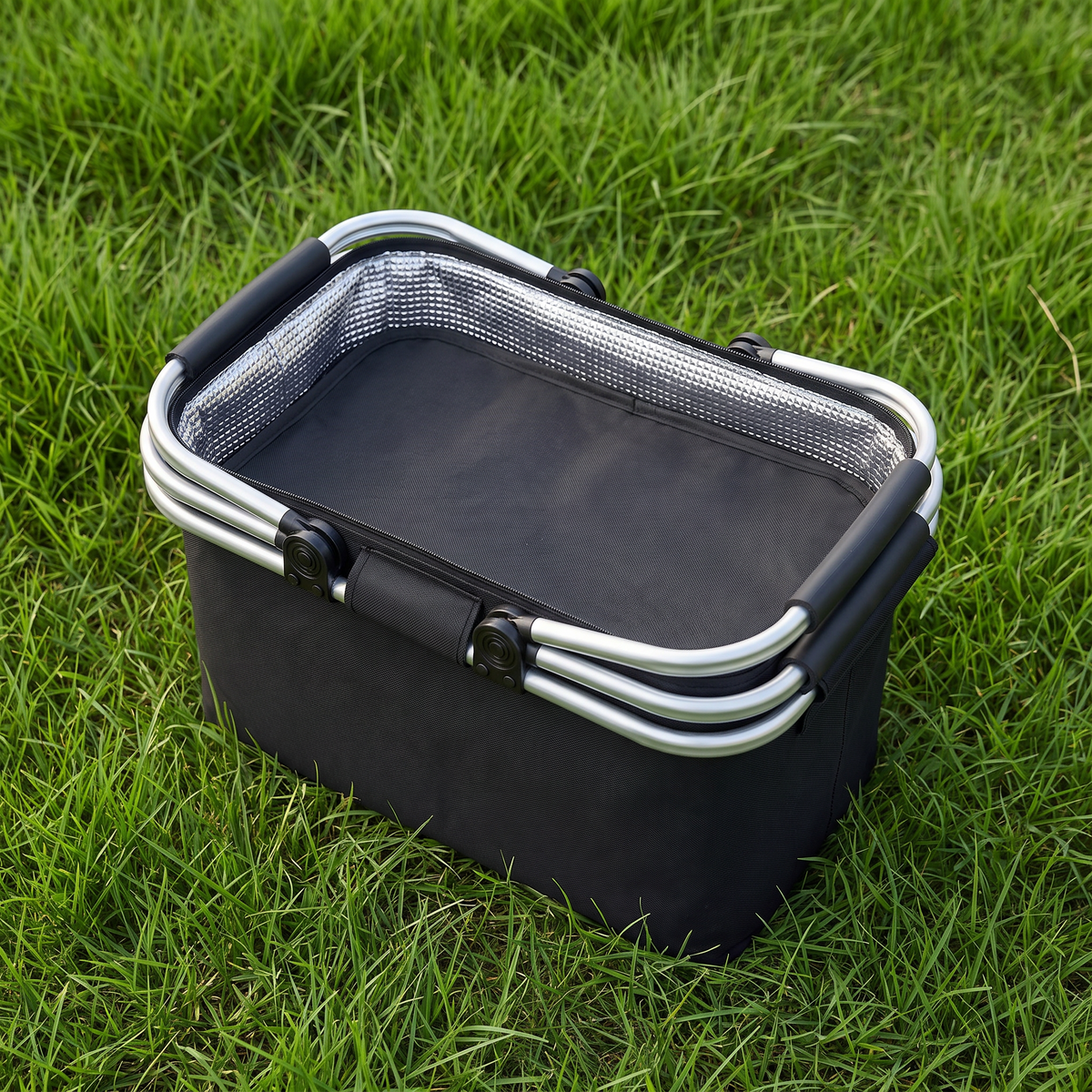 Collapsible Leakproof Picnic Basket – laid out from above