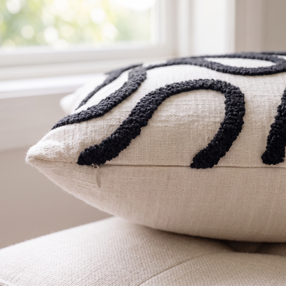 Wave Textured Cushion Cover – Serene Flow – fabric close-up