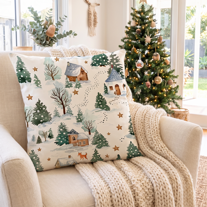 Winter Wonderland Christmas Cushion Cover – styled on an armchair