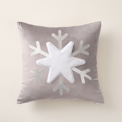 Snowflake Holiday Cushion Cover – Festive Print – front view