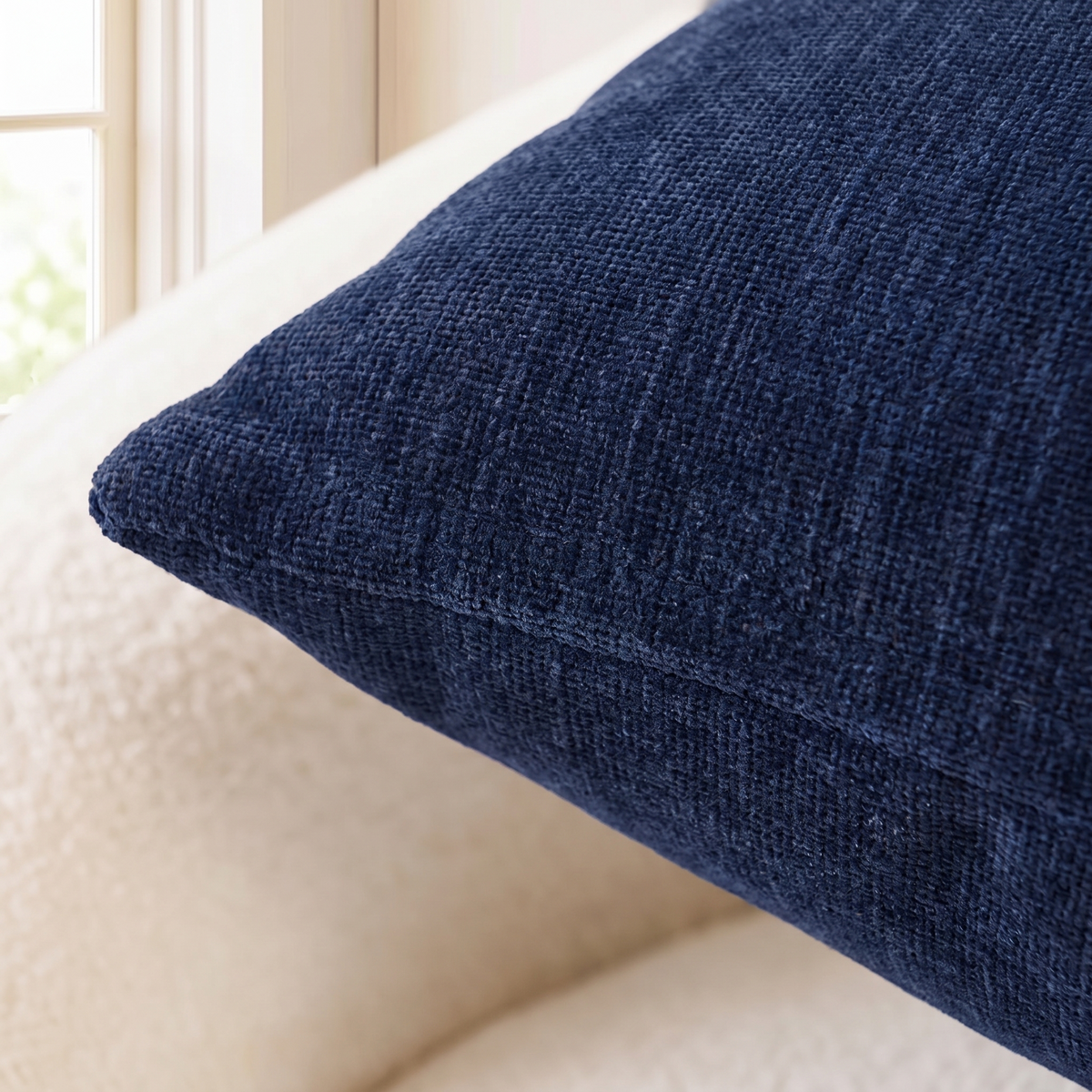 Cosy Chenille Cushion Cover – Navy Blue – fabric close-up