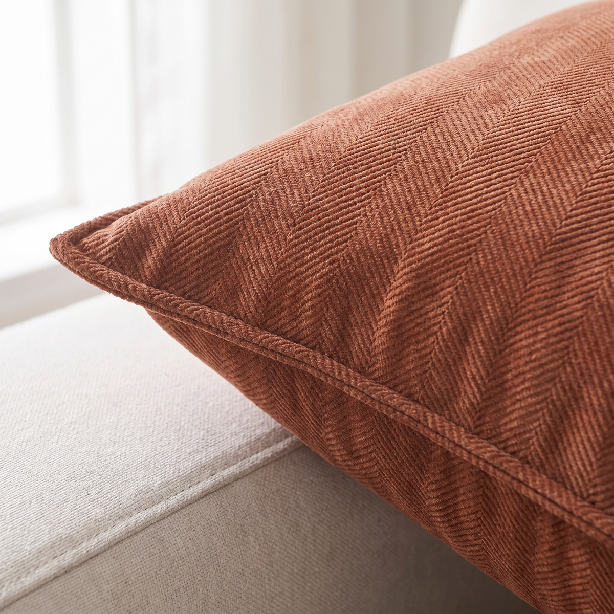 Jacquard Chenille Cushion Cover – Rust – fabric close-up